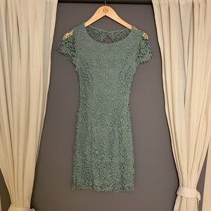 Lulus Sage Green Backless Lace Dress